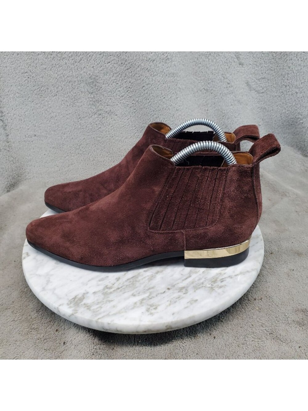 Zara Woman Shoes Womens Size EU 38 US 7.5 Burgundy Red Suede Boots *Read*
